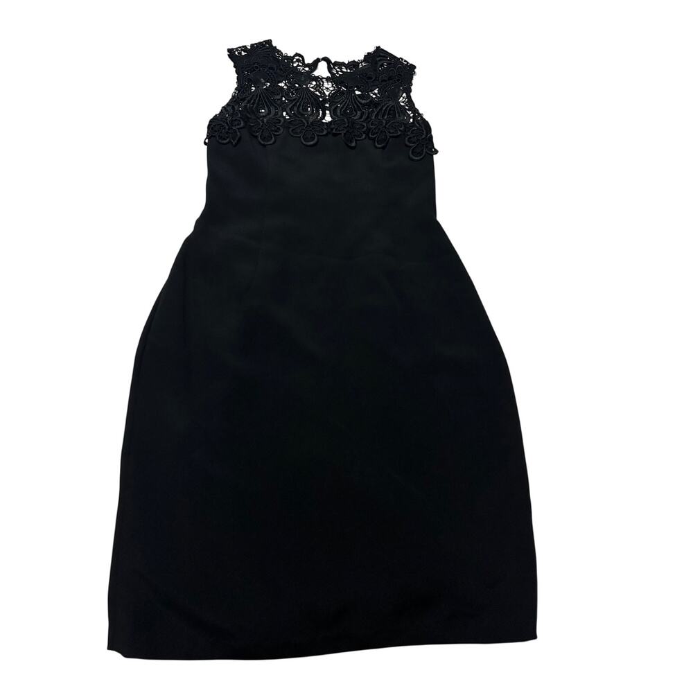 VTG Jessica McClintock Black Lace Sheath Midi Dress Goth Coquette Embroider Sz 8